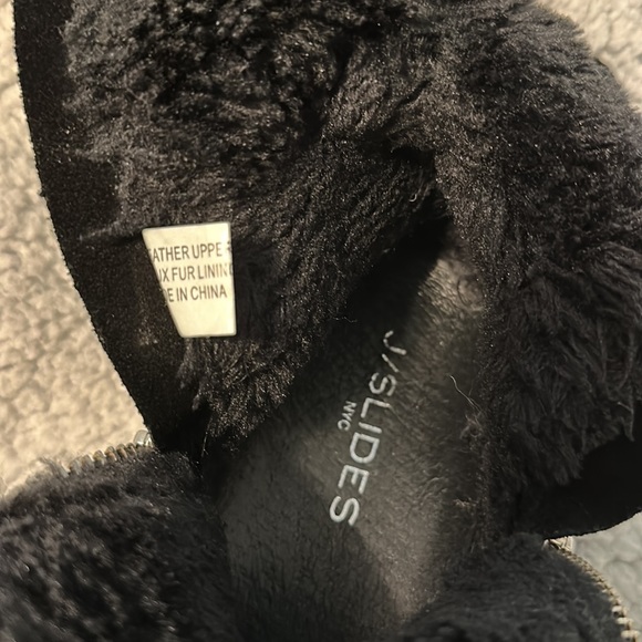 J Slides Black Suede Leather Double Zipper Calf Boots 9.5 M - Picture 7 of 11